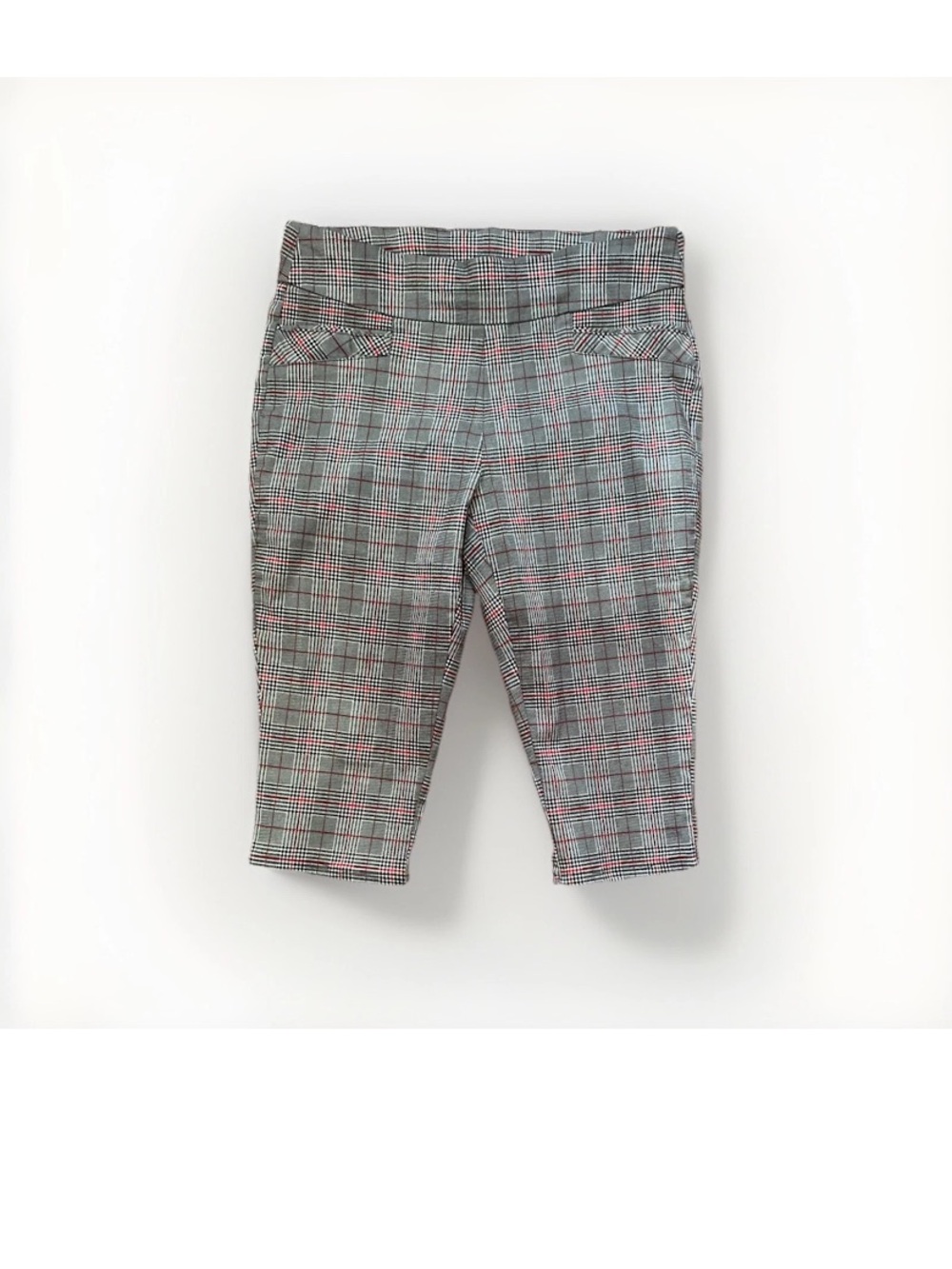 Joe Benbasset Plaid Ponte Capri Pants with Red Accents